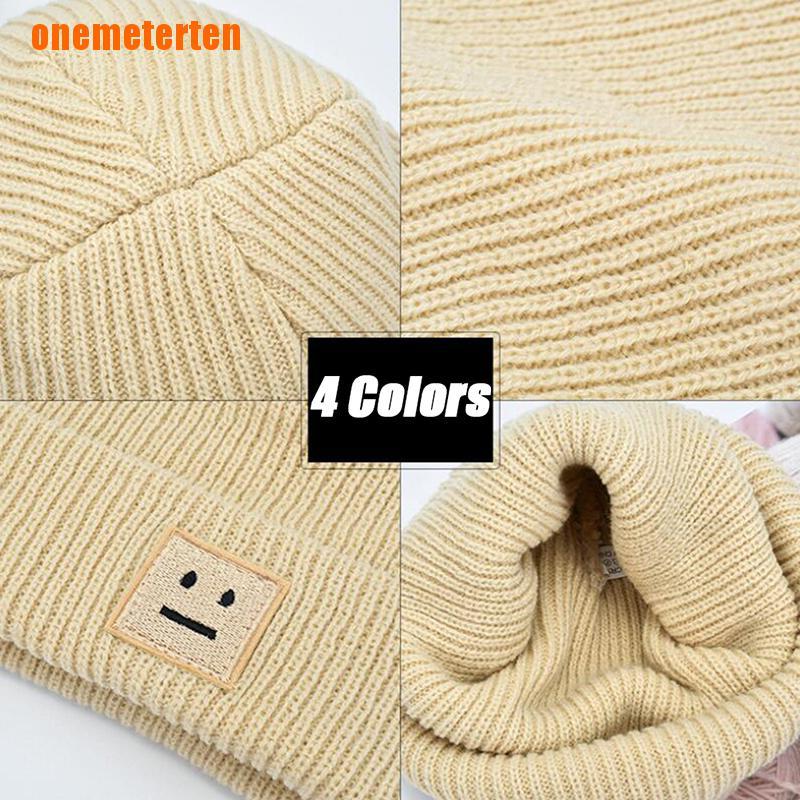 Mũ Len Beanie Họa Tiết Mặt Cười Dễ Thương