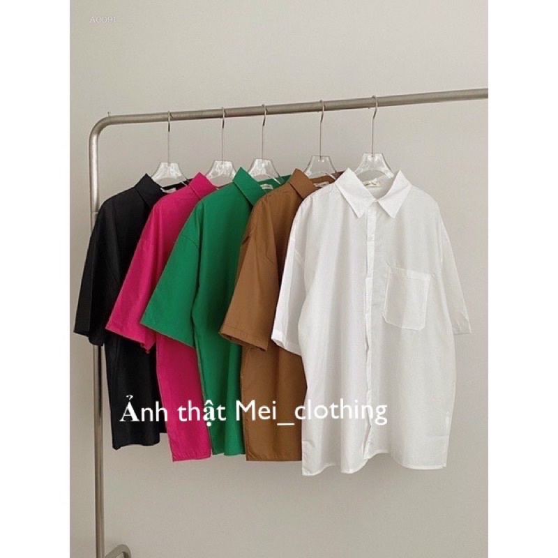 [Ảnh thật/video] Áo sơmi lỡ tay Tông Màu Độc Lạ có túi ngực
