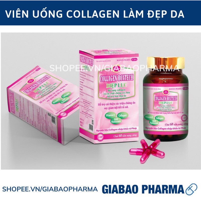Viên uống COLLAGEN DIỆP LỤC bổ sung biotin  hỗ trợ làm đẹp da, trắng sáng da