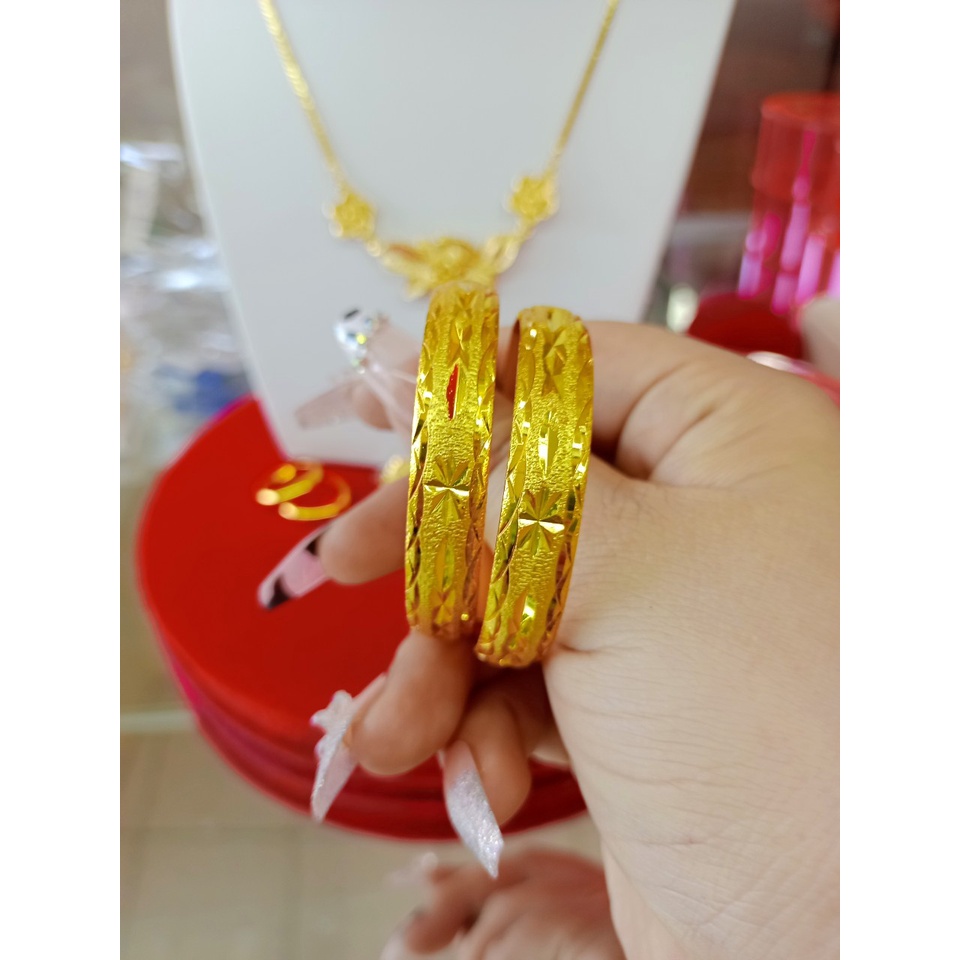 Vòng tay cặp cưới chạm mạ 24k siêu xinh E60