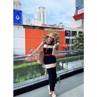 Đầm body len sọc