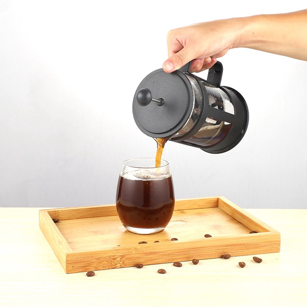 Bình pha trà/cà phê bằng thủ tinh + thép không gỉ kiểu Pháp dung tích 350ml 600ml 800ml