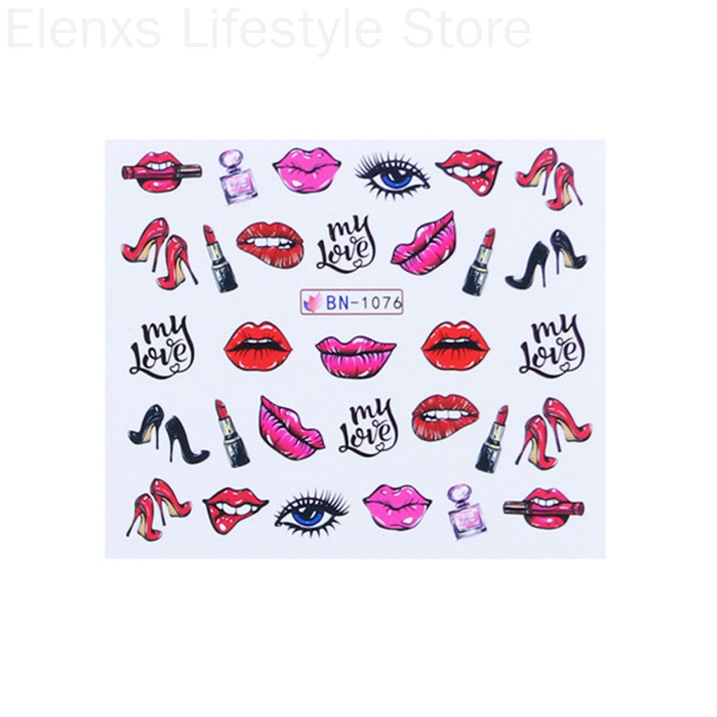 [Hàng mới về] Set 12 tờ nhãn dán trang trí móng tay thời trang cho nữ