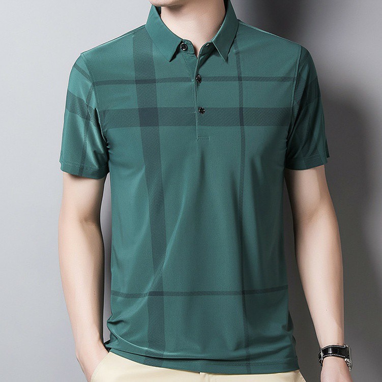 [HOT TREN 2021] Áo Polo Nam Họa Tiết Vạch Lệch - Không Nhăn - Xanh | BigBuy360 - bigbuy360.vn