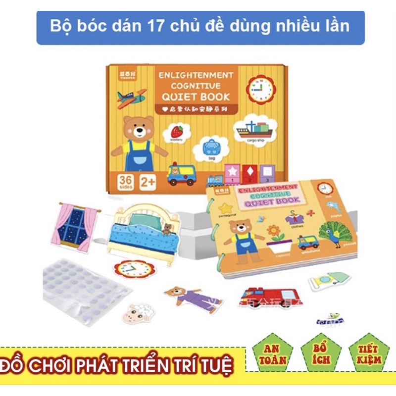 Học liệu Montessori ,bóc dán 17 chủ đề thông minh giúp bé học tiếng anh và phát triển tư duy cực tốt
