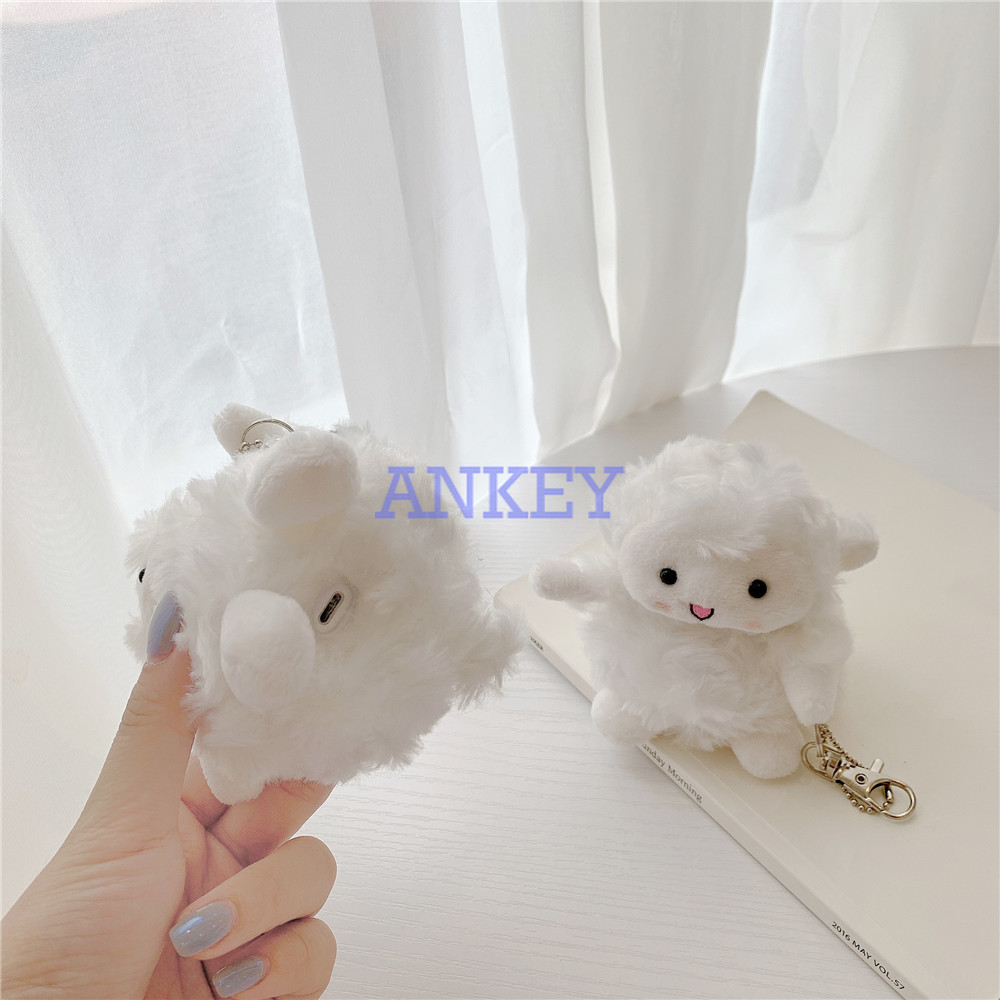 TPU Silicone Case for Airpods 1 / 2 Case Headset Case Lamb Plush Doll Wireless Cover for Airpods pro Earbuds Waterproof Shockproof Shell Soft Protective Case Headphone Cover Headset Skin with Hook
