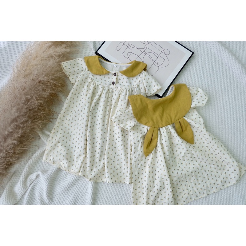 Đầm tai thỏ chất liệu linen mềm mại cho bé gái 9-26kg