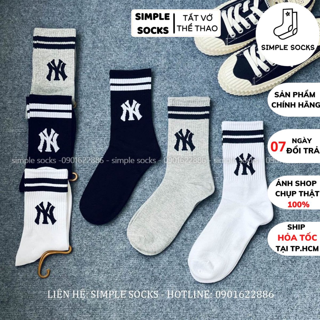 Vớ NY Cổ Cao Hàn Quốc Họa Tiết Monogram Cao Cấp Cotton Thoáng Khí 💖SIMPLE SOCKS💖Tất LA Boston NY Cổ Cao New York Yankees