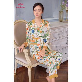 Bộ Pijama Lụa Hoa Dây Xanh Mix Vàng