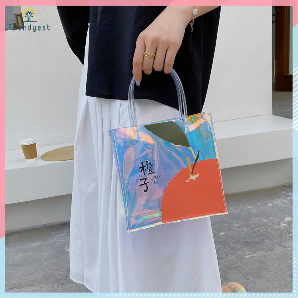 Fashion Women Laser Food Printing Shopping Bag Casual Small Tote Handbags