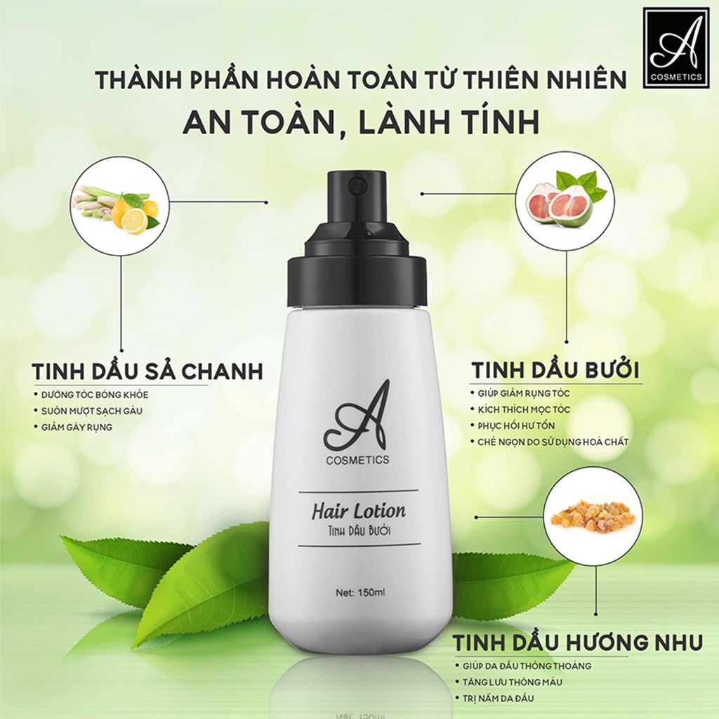 Combo Kem Ủ tóc trà xanh + Tinh dầu bưởi Acosmetics🌸Phục hồi tóc hư tổn, giảm rụng tóc, trị hói🌸Tặng Kèm quà