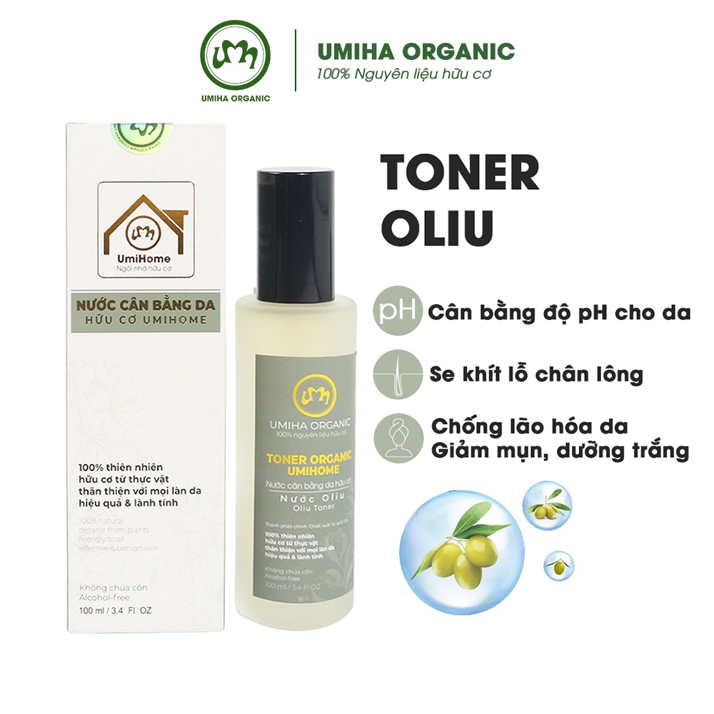 Nước cân bằng da Oliu hữu cơ UMIHOME 50/100ml chống lão hóa da, cấp ẩm dưỡng da cân bằng độ pH hiệu quả