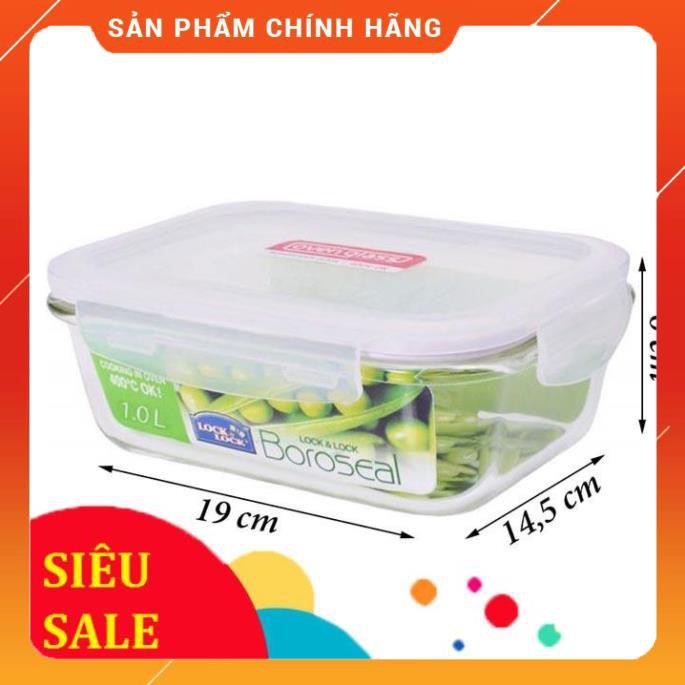 Hộp Thủy Tinh Hình Chữ Nhật  LocknLock 1 Lít LLG445 hàng khuyến mại từ sữa