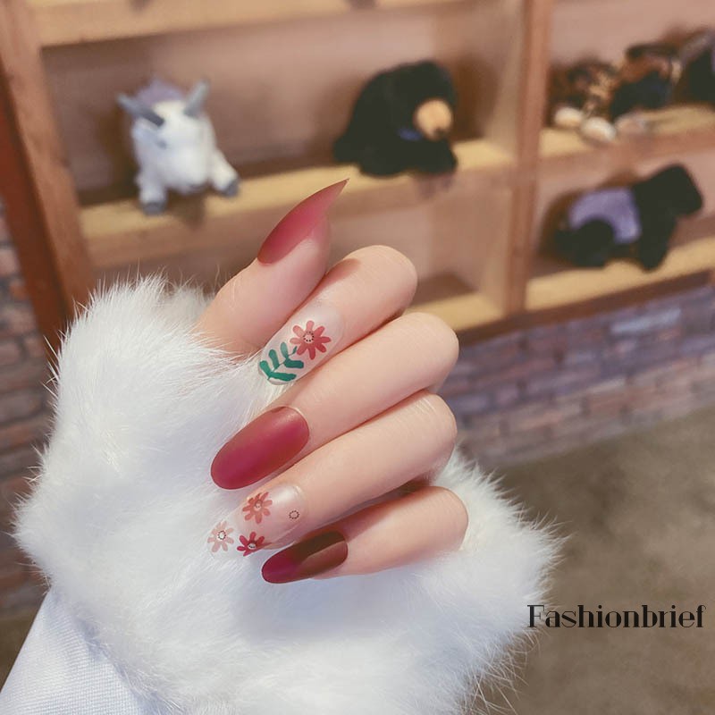 [Hàng mới về] Set móng tay giả họa tiết hoa xinh xắn cho nữ