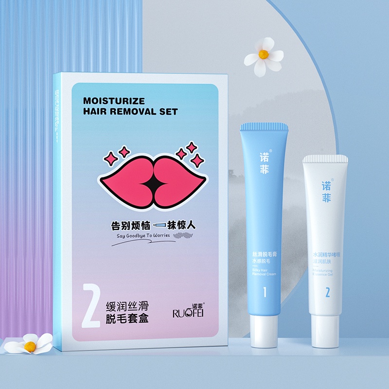 Bộ 2 kem tẩy lông mặt RUOALL dịu nhẹ chăm sóc cho mọi loại da
