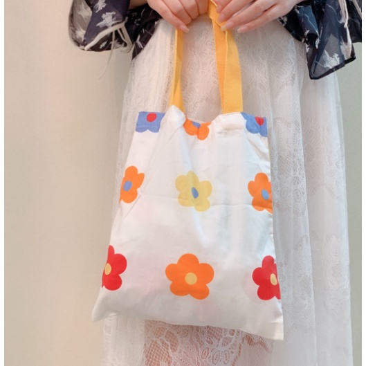 Túi Xách Mini Bằng Cotton Họa Tiết Hoa Thời Trang Hàn Quốc Cho Nữ