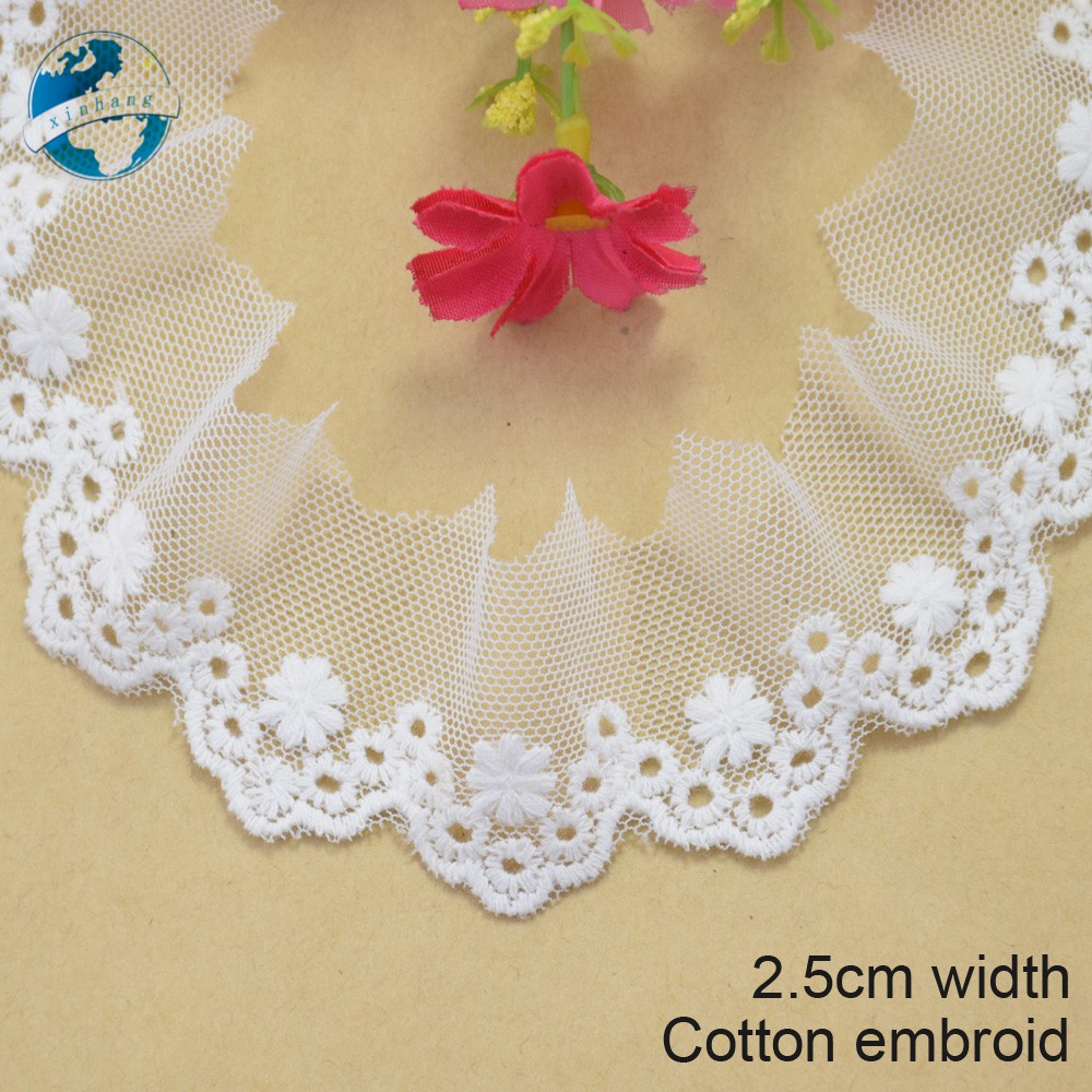 Dải dây ren hoa cotton chuyên dùng trang trí quần áo