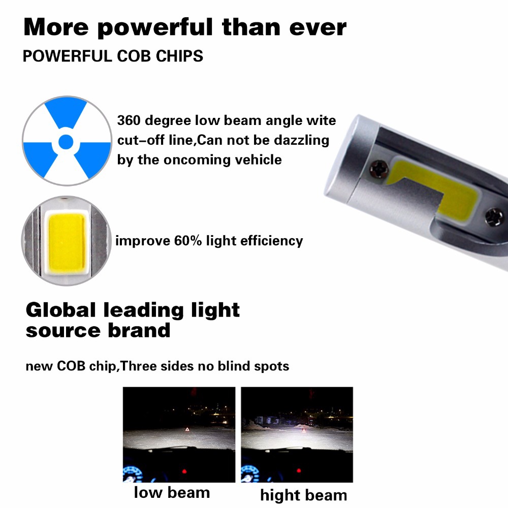 Set 2 Đèn Pha LED Phá Sương Mù C6 H4 H7 H11 9005 9006 H1 H27 H3 8000LM 12V 24V 72W Chuyên Dụng Cho Xe Hơi