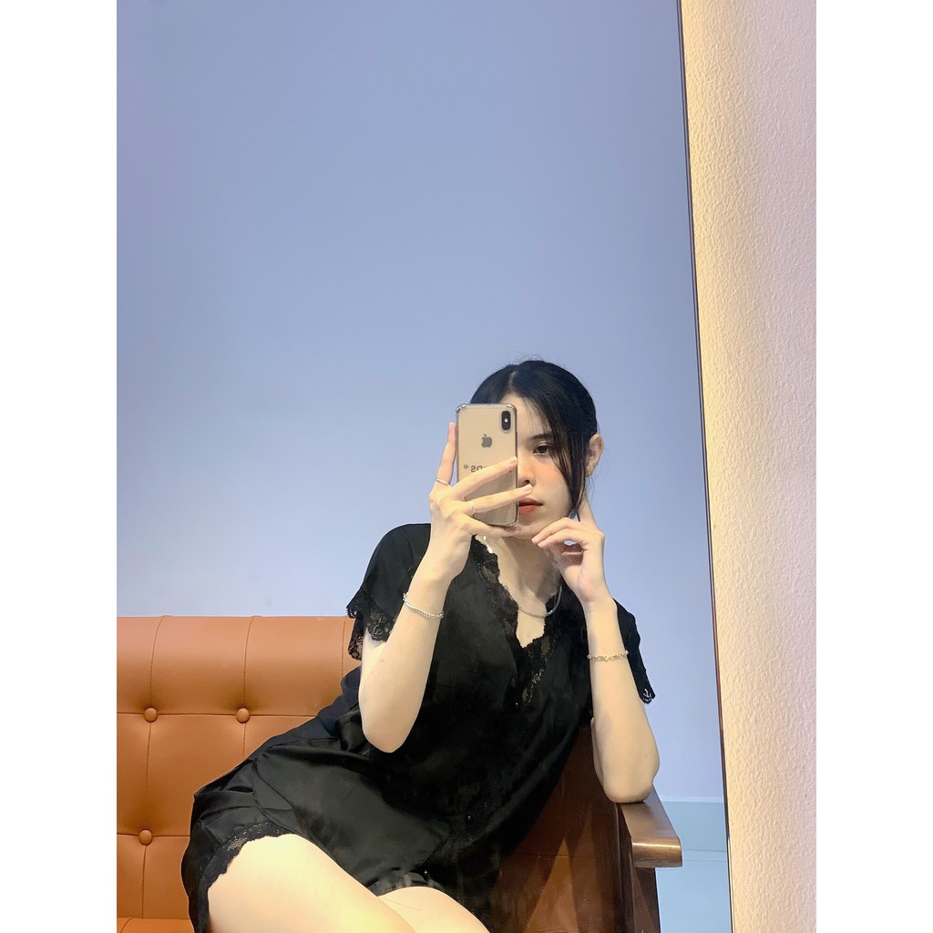 Bộ đồ ngủ đùi ren trơn - Quần áo mặc nhà nữ -Lụa Latin cao cấp - Hàn Quốc- Mềm mịn, thoáng mát, sang trọng- Dihen3129 | BigBuy360 - bigbuy360.vn