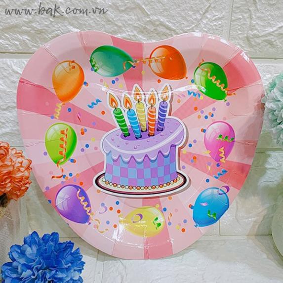 Set mười đĩa giấy dùng một lần hình trái tim