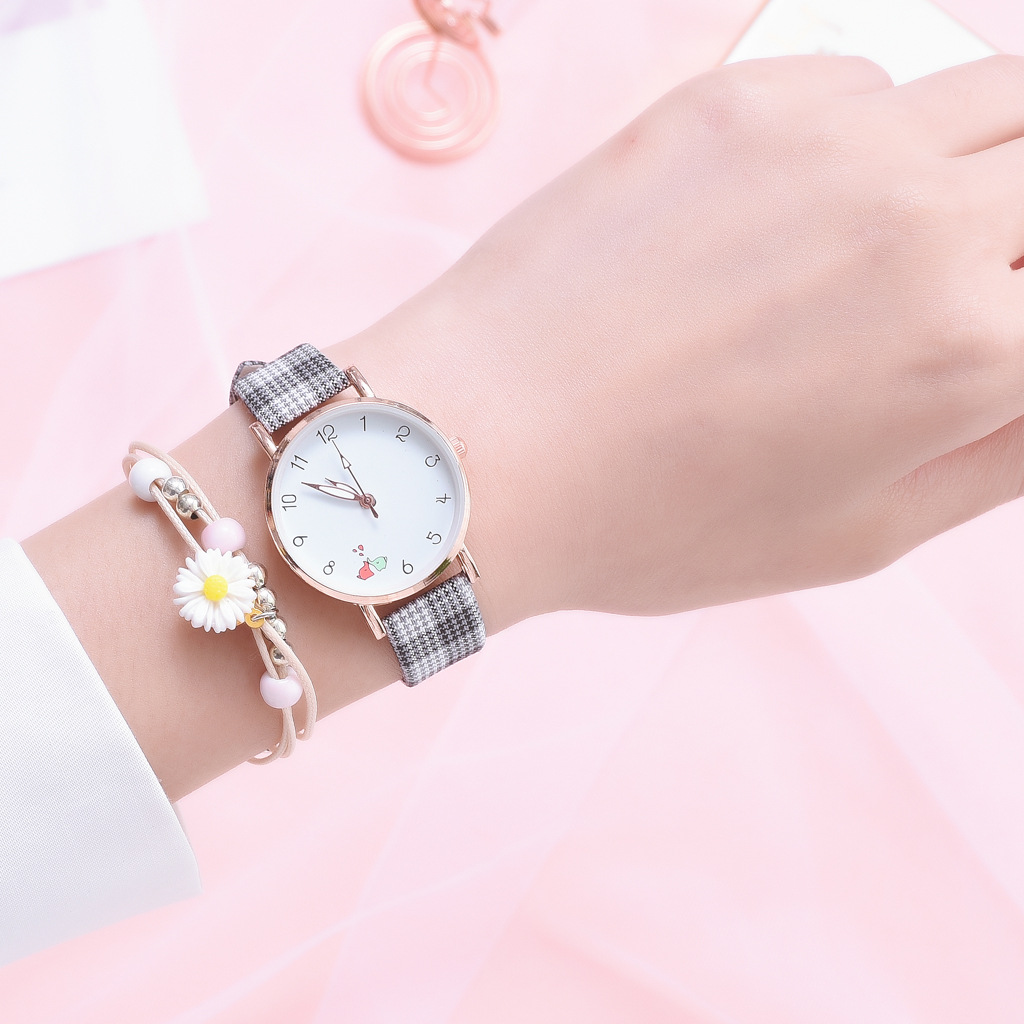 Đồng Hồ Đeo Tay Mặt Tròn Dây Da Thời Trang Hàn Quốc Dành Cho Nữ