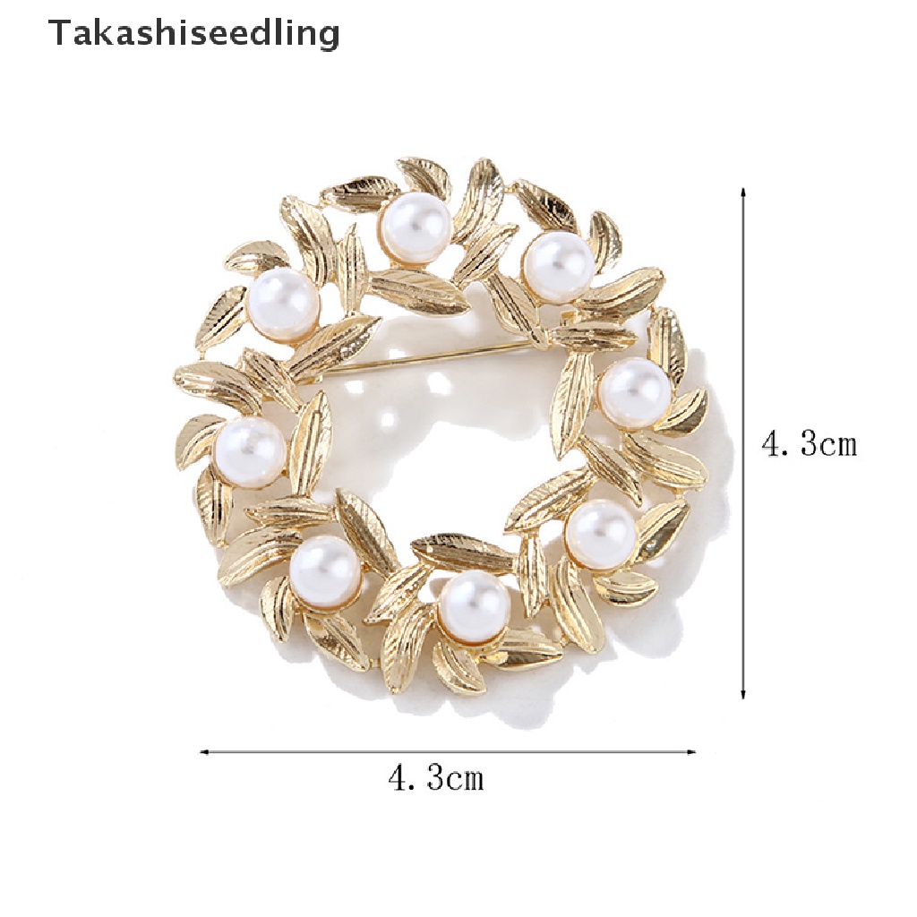 Ghim Cài Áo Hình Vòng Hoa Đính Ngọc Trai Nhân Tạo Thời Trang