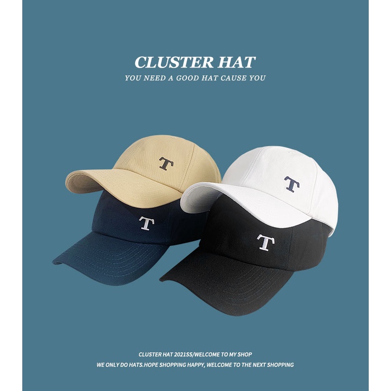 Mũ Lưỡi Trai Thêu Chữ T Màu Sắc Đơn Giản Phong Cách Hàn Quốc Thời Trang Cho Nữ