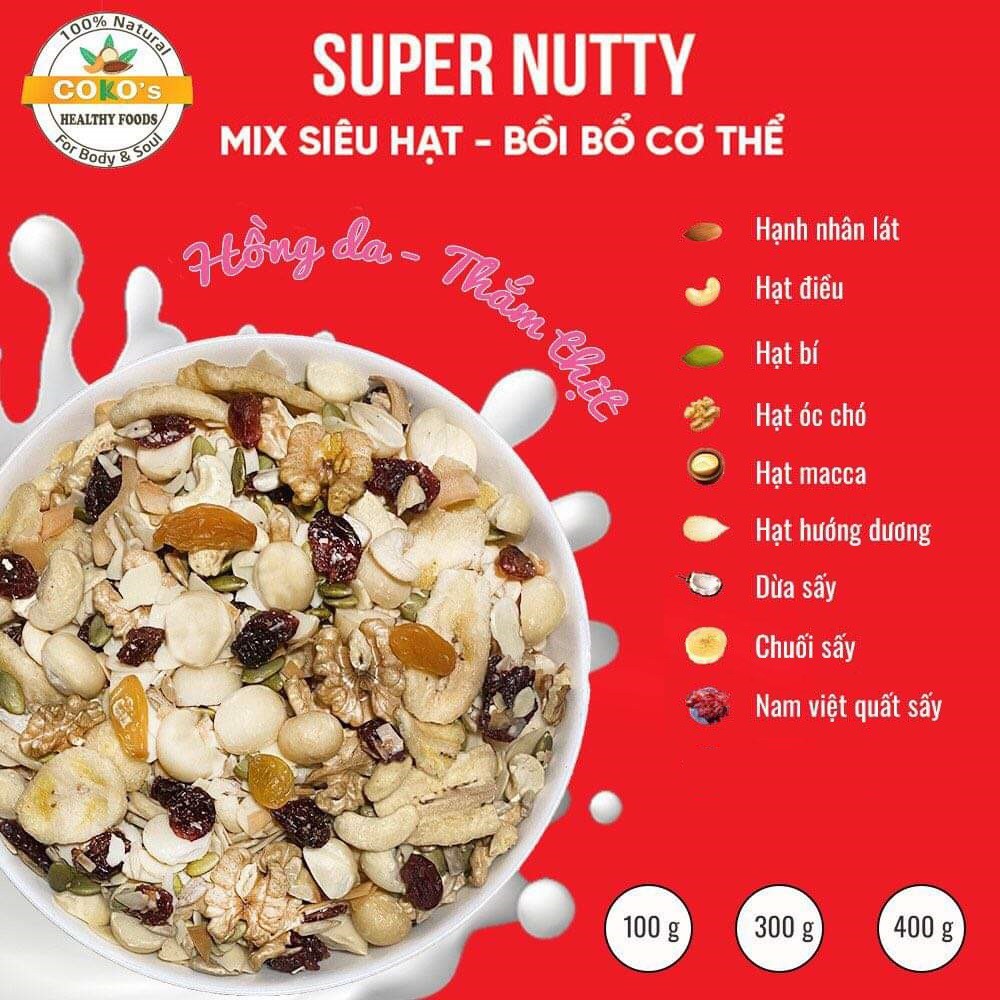 Ngũ Cốc Granola Siêu Hạt Bồi Bổ Cơ Thể Super Nutty Gói 400gr COKO'S FOOD, Ngũ Cốc Dinh Dưỡng Hảo Hạng