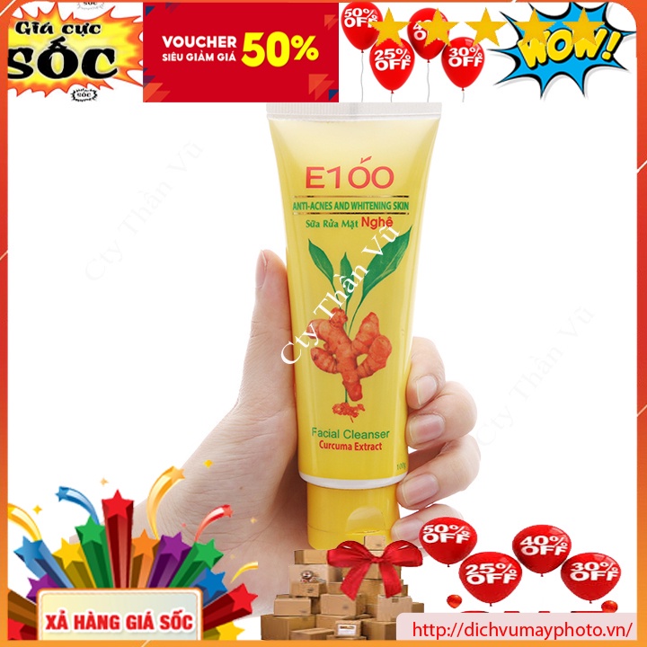 Sữa rửa mặt E100 Chiết Xuất Từ Nghệ Sạch Mụn Đồng Thời Làm Trắng, Tẩy Sạch Mụn Cám Và Tế Bào Chết kholinhkienmayin
