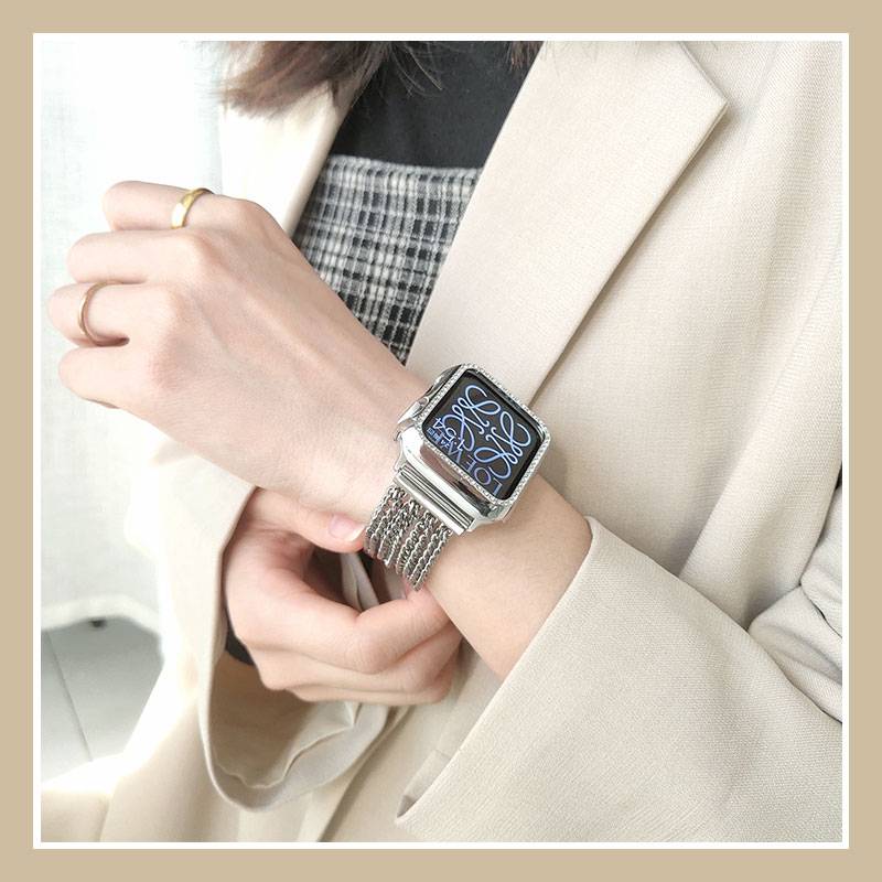 Dây Đeo Đồng Hồ Bằng Thép Không Gỉ Thời Trang Cho iwatch 8 7 6 5 SE 4 3 2 1 41mm 45mm 38mm 42mm44mm 40mm