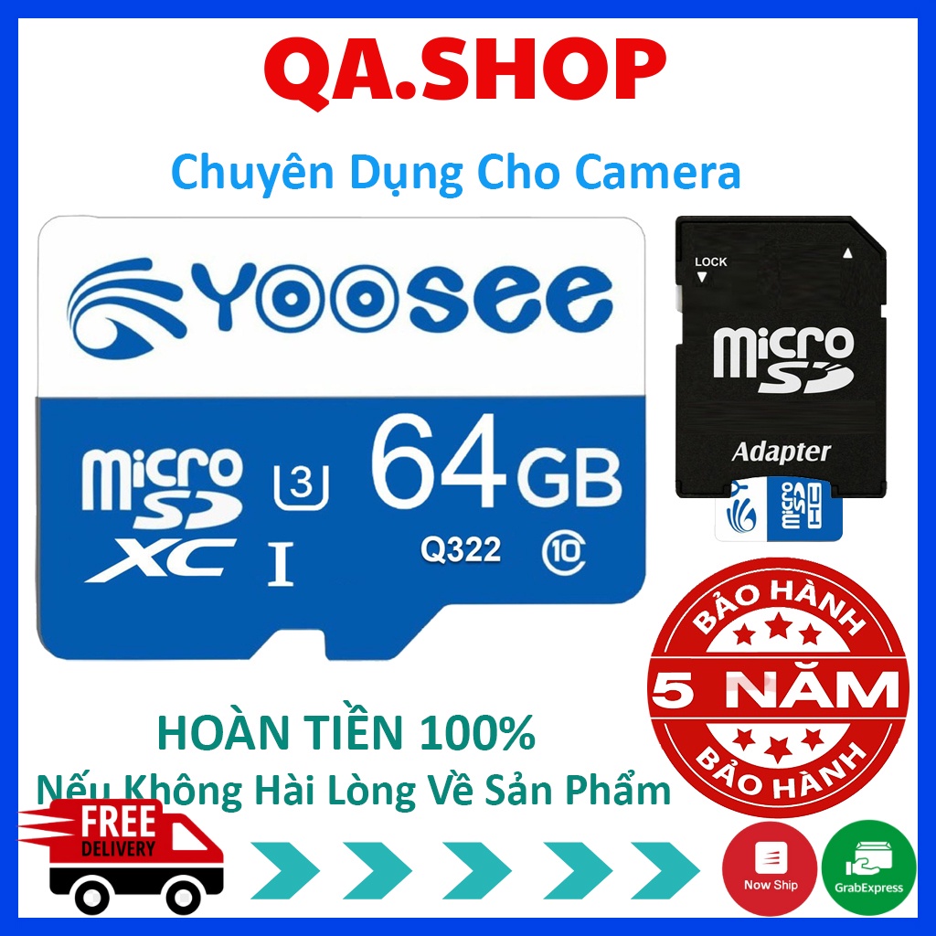 Thẻ nhớ Yoosee 64GB Pro Plus tốc độ cao chuyên cho camera wifi, smartphone - Thẻ nhớ Yoosee cao cấp | Bảo Hành 5 Năm