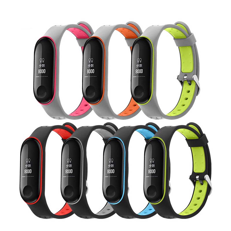 Duo Teng Dây Đeo Thay Thế Chất Liệu Silicon Thiết Kế Sọc Gân Nổi Cho Xiaomi Mi Band 3 4 strap