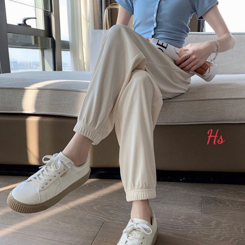 Quần Len Tăm Ống Thụng Bo Gấu Nữ THUS Jogger Ống Boom Dáng Dài Chất Nỉ Mềm Form Unisex Năng Động Q2I03