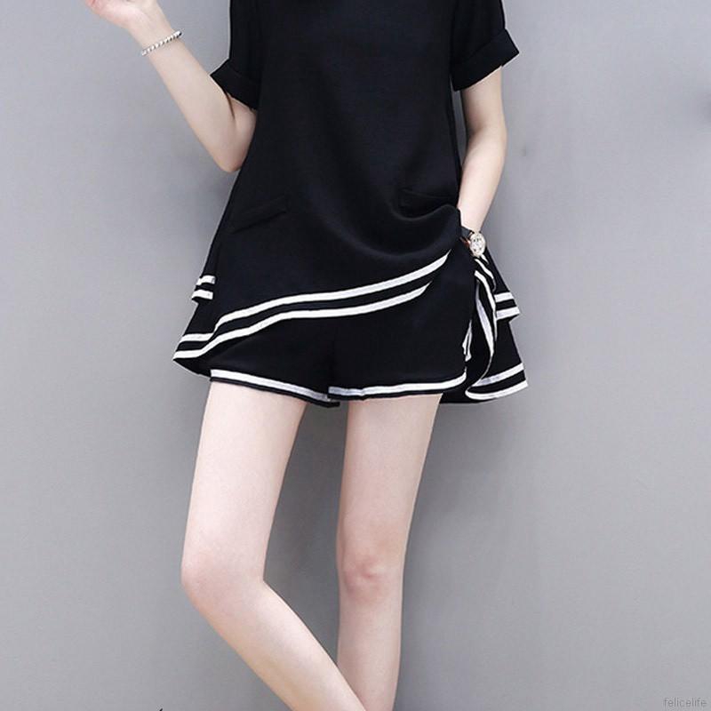 FREESHIP ĐƠN 99K_ Set Áo Thun Cổ Tròn + Quần Short Dáng Rộng Cho Phái Nữ