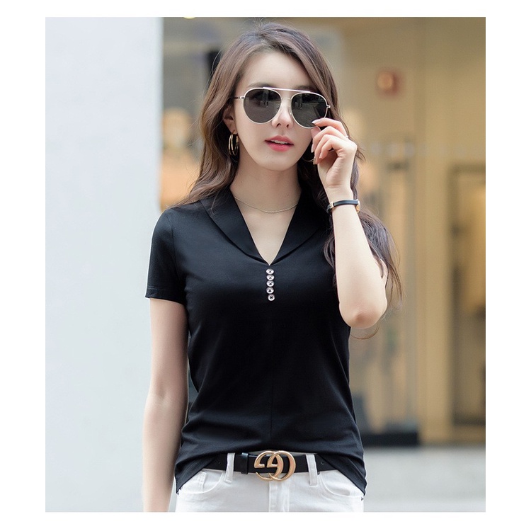 TH6921 - Áo thun nữ cổ bẻ hàng nhập - giá 340k