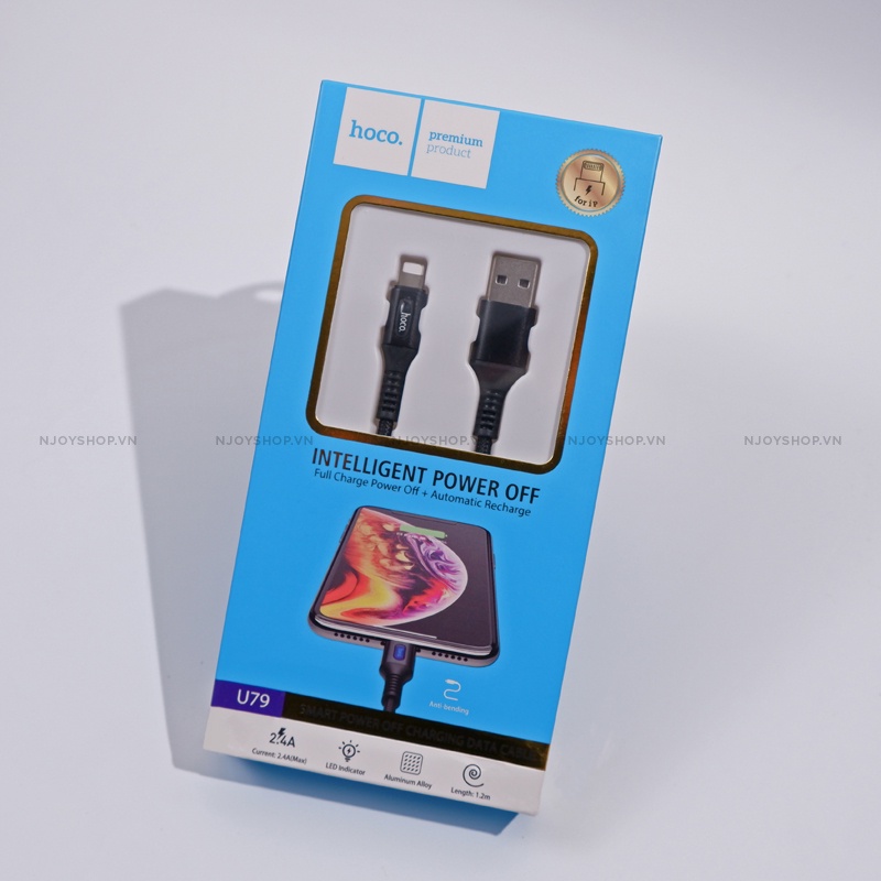 Cáp Sạc Nhanh Tự Ngắt Có Đèn Led Báo Sạc Độ Dài 1m Cho Điện Thoại IP7/8/X/Xs/Xsmax Hoco U79 Njoyshop