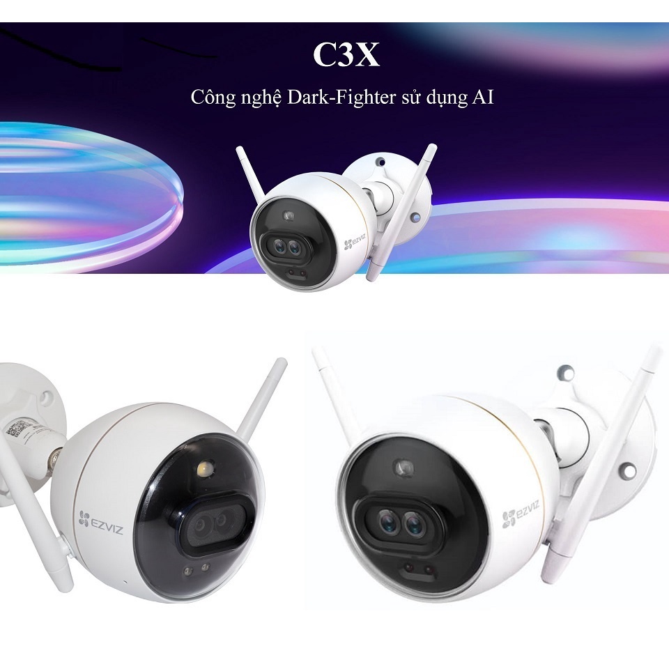 Camera WiFi ngoài trời có màu ban đêm EZVIZ C3X 1080P 2.0Mpx ống kính kép - Hàng Chính Hãng