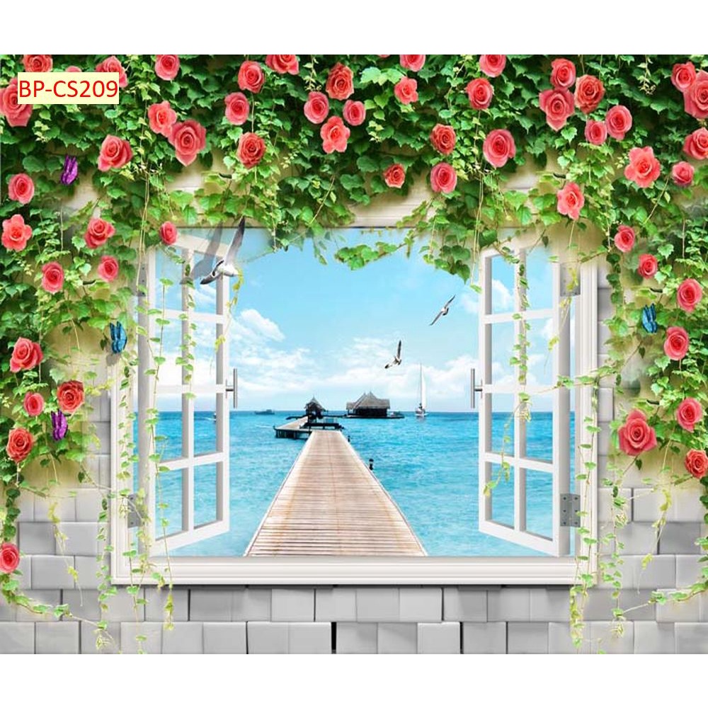 Tranh dán tường cửa sổ phong cảnh tươi mới được mua nhiều nhất