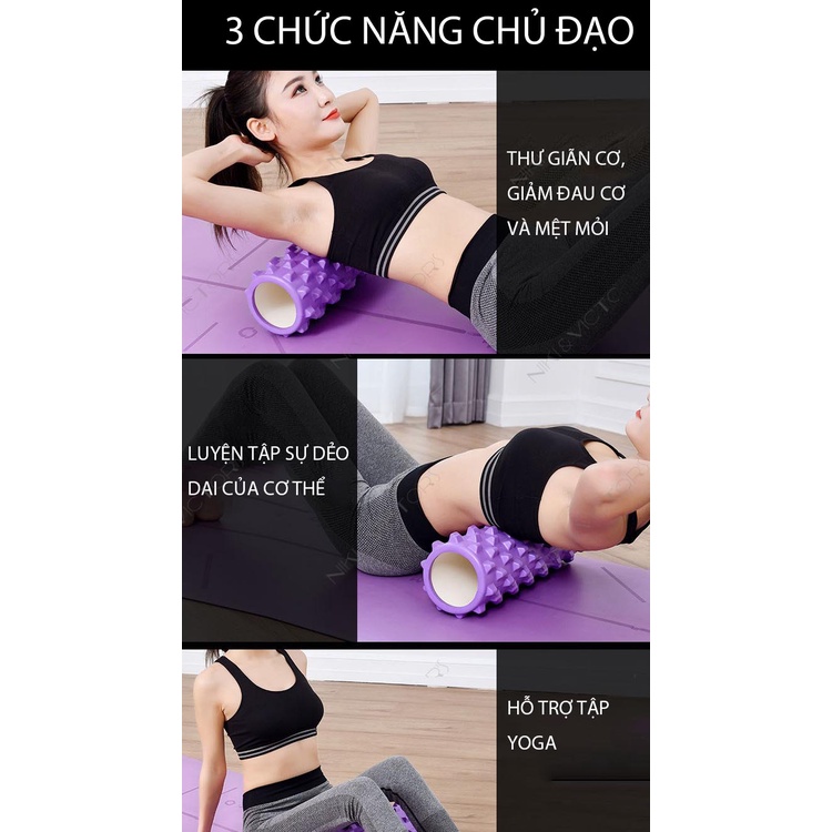 Con Lăn Massage Tập Gym Dãn Cơ Sau Tập Gym Yoga Hàng Chuẩn Cao Cấp 45cm Massage Foarm Roller Thư Giãn Cơ