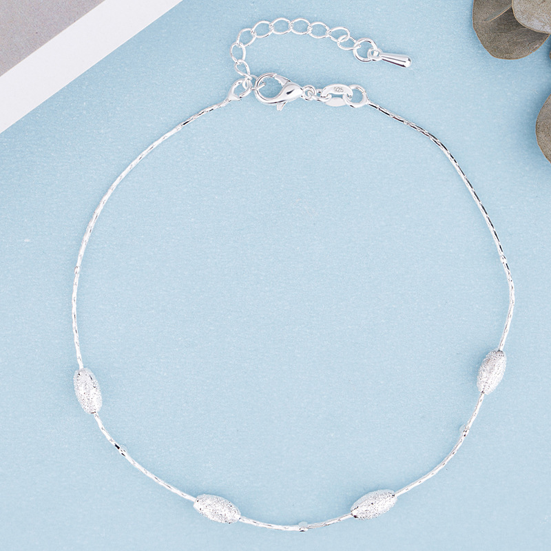 Lắc Chân Trendy Silver Bead Anklet Simple Snake Chain Foot Anklets for Women Girl Lady Jewelry Accessories Gifts