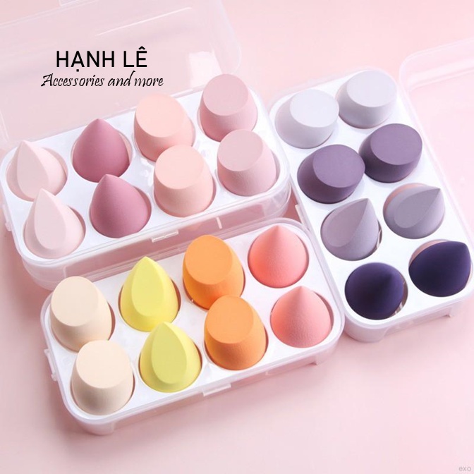 Bông mút trang điểm, bông phấn đánh kem nền phấn nền hình giọt nước và có đầu vát tiện lợi kèm hộp đựng giúp giữ vệ sinh