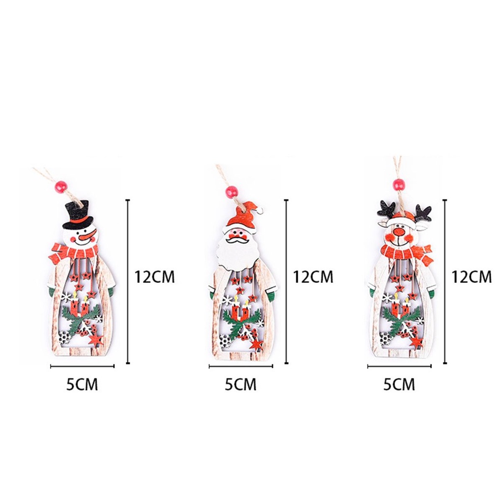 Phụ Kiện Treo Trang Trí Cây Thông Giáng Sinh Bằng Gỗ Hình Ông Già Noel / Người Tuyết / Tuần Lộc Dễ Thương