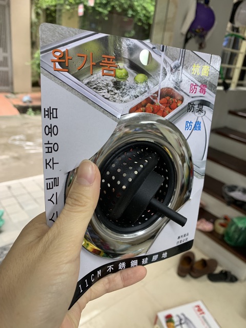 Lưới inox chặn rác bồn rửa 2 trong 1 Hàn Quốc, nắp inox chắn rác bồn rửa