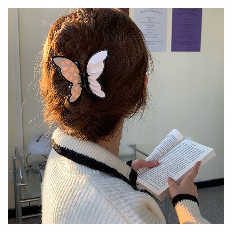 Kẹp tóc càng cua Acrylic hình bướm phong cách Hàn Quốc cho nữ YOS