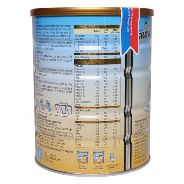 Sữa bột Abbott Grow gold 6 Hộp 900g
