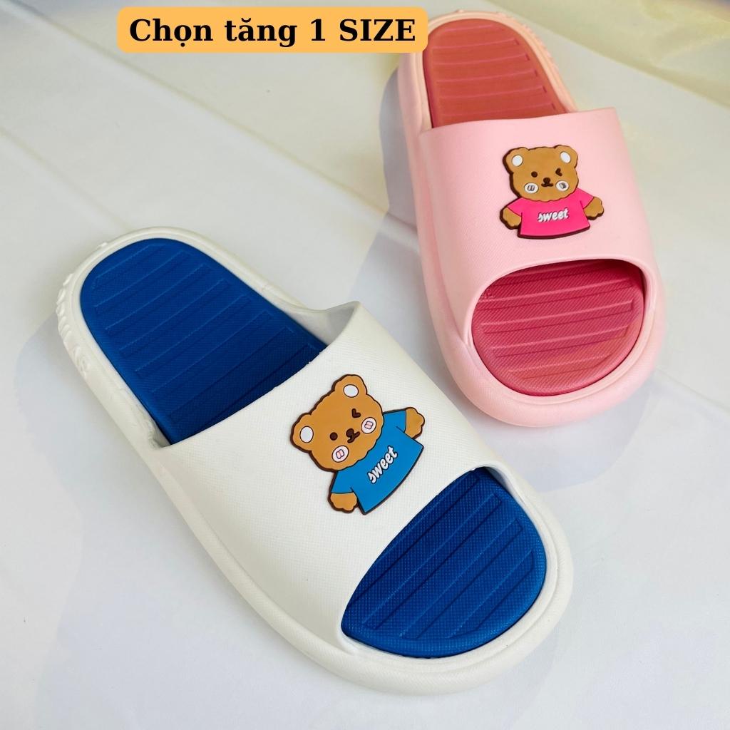 Dép nữ quai ngang Popular Gấu SWEET Hàn Quốc mềm, êm CHỌN TĂNG 1 SIZE