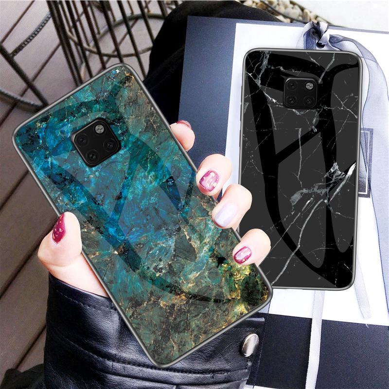 Huawei Mate 20 Mate 20 Pro Marble Tempered Glass Case Hybrid Protective Cover
