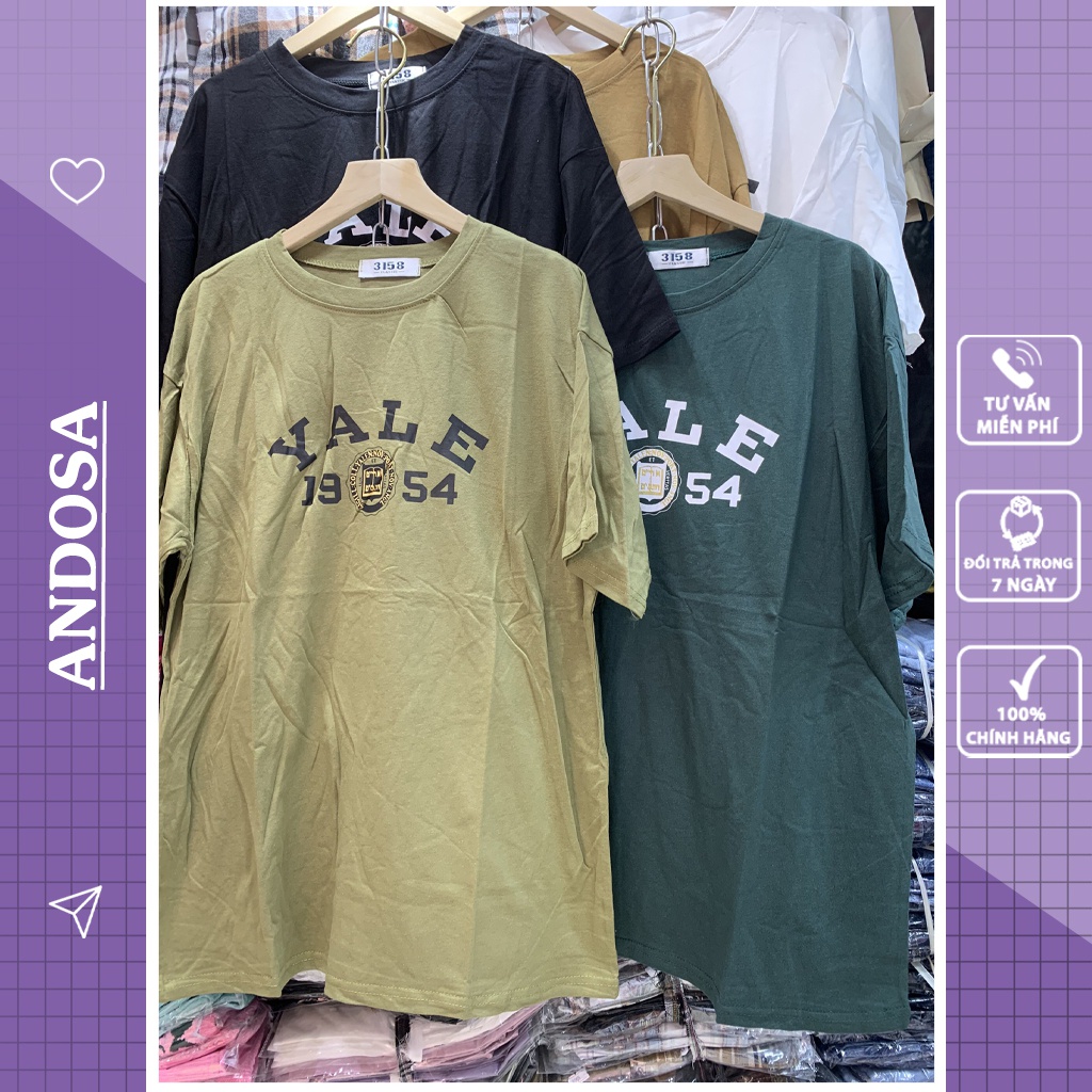 Áo phông 3158 tay lỡ form rộng thun nam nữ in chữ chất cotton khô hàng Quảng Chẩu ANDOSA AT08