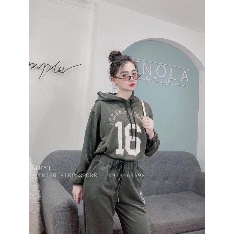 Bộ nỉ bông nữ số 16 có mũ quần ống bom hàng VN