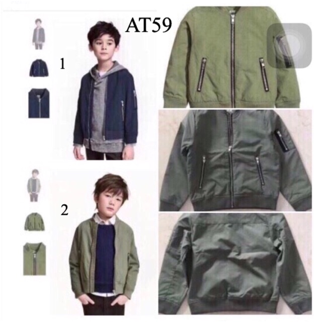 Áo khoác Bomber H&M bé trai 3-10 tuổi